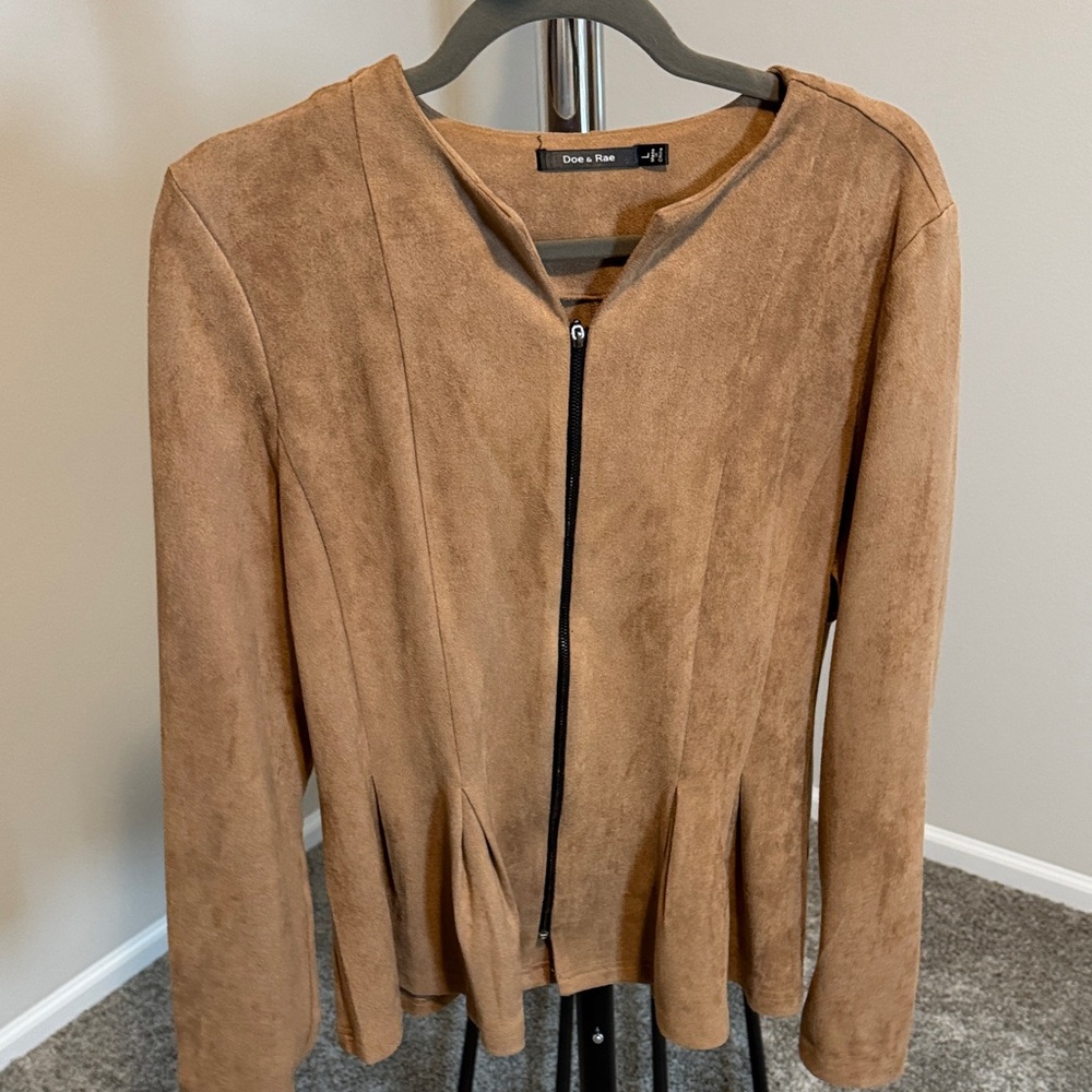 Tan Faux Suede Blazer